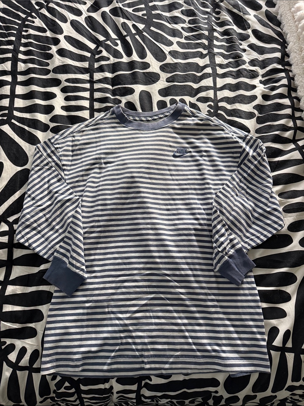 Nike Oversized Blue Striped Long Sleeve Shirt XS
